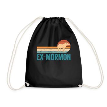 Ex Mormon Tapir Horse LDS Retro Exmo - Drawstring Bag - black - Front