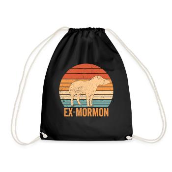 Ex Mormon Tapir Horse LDS Retro Exmo - Drawstring Bag - black - Front