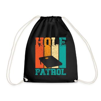 Funny Cornhole Corn Hole Retro - Drawstring Bag - black - Front