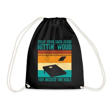Funny cornhole - Drawstring Bag - black - Front