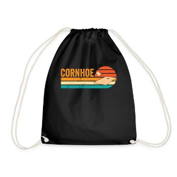 Funny Cornhole Corn Hole Retro - Drawstring Bag - black - Front
