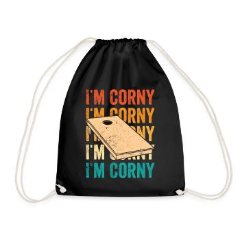 Funny Cornhole Corn Hole Retro - Drawstring Bag - black - Front