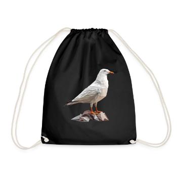 Mouette polygonale sur rochers - Sac de sport léger - noir - Devant