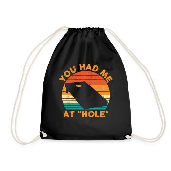 Funny Cornhole Corn Hole Retro - Drawstring Bag - black - Front