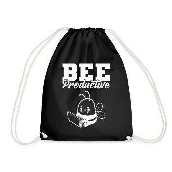 Bee Productive Office Worker - Drawstring Bag - black - Front