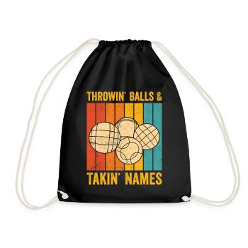 Funny Boccia Ball Retro - Drawstring Bag - black - Front