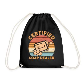 Funny soap making soap merchant - Drawstring Bag - black - Front