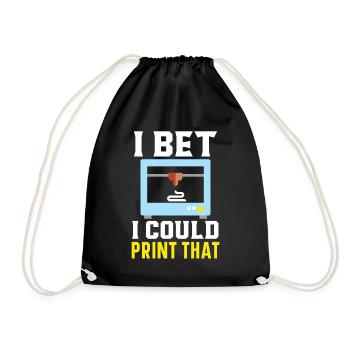 I bet I could 3D print this machinist - Drawstring Bag - black - Front