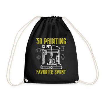 3D printing is my favorite sport machinist - Drawstring Bag - black - Front