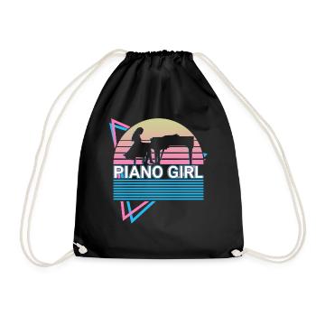Piano Girl Keyboard Klavier Retro - Turnbeutel - Schwarz - Vorne