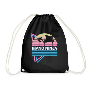 Piano Ninja Clavier Piano Rétro - Sac de sport léger - noir - Devant