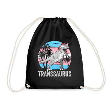 Transgender Stolz Trans Flagge Dinosaurier Trex LG - Turnbeutel - Schwarz - Vorne