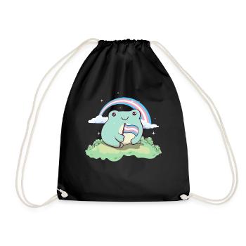 Transgender Stolz Trans Flagge Frosch Subtil LGBTQ - Turnbeutel - Schwarz - Vorne