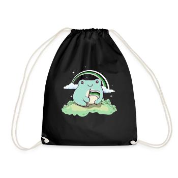 Demiromantic Pride Flag Cute Frog Subt - Drawstring Bag - black - Front