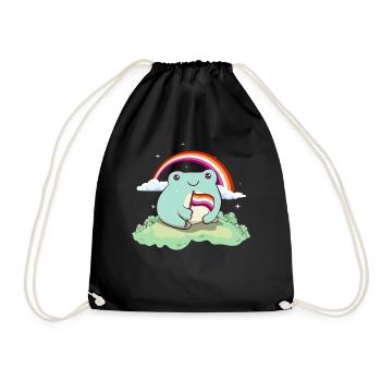 Lesben Stolz Flagge Netter Frosch Subtil LGBTQ - Turnbeutel - Schwarz - Vorne