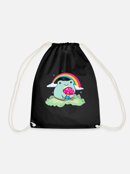 Pansexual Pride Pan Flag Cute Frog Mushroom Subtle - Turnbeutel - Schwarz