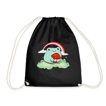 Lesben Stolz Flagge Netter Frosch Pilz Subtil LGBT - Turnbeutel - Schwarz - Vorne