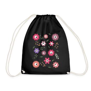 Weirdcore Aesthetic Floral Eyes Muster - Turnbeutel - Schwarz - Vorne