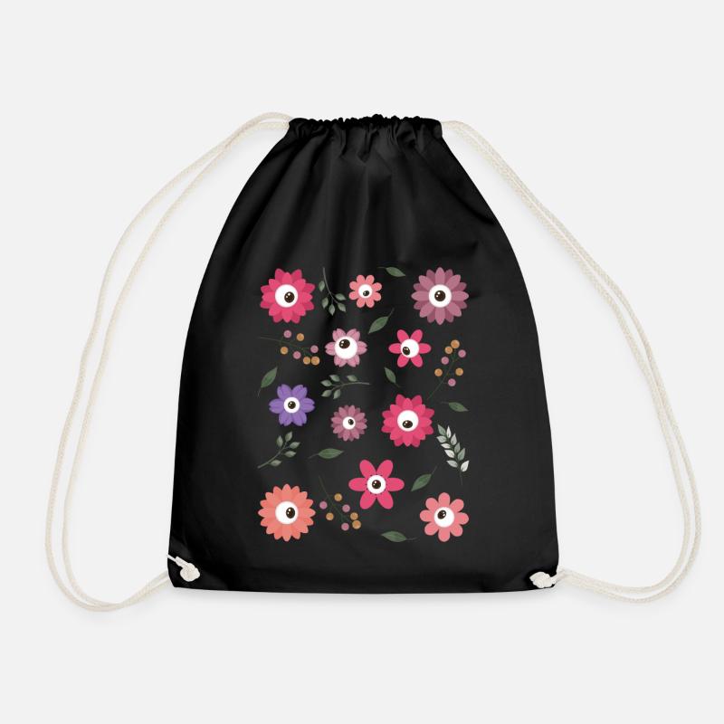 Weirdcore Aesthetic Floral Eyes Muster - Turnbeutel - Schwarz