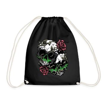 Demiromantic Pride Flag Skull Roses Subtle - Drawstring Bag - black - Front
