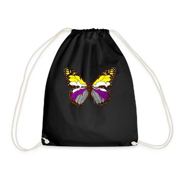Non Binaire Fierté Drapeau Papillon Subtil LGBT - Sac de sport léger - noir - Devant