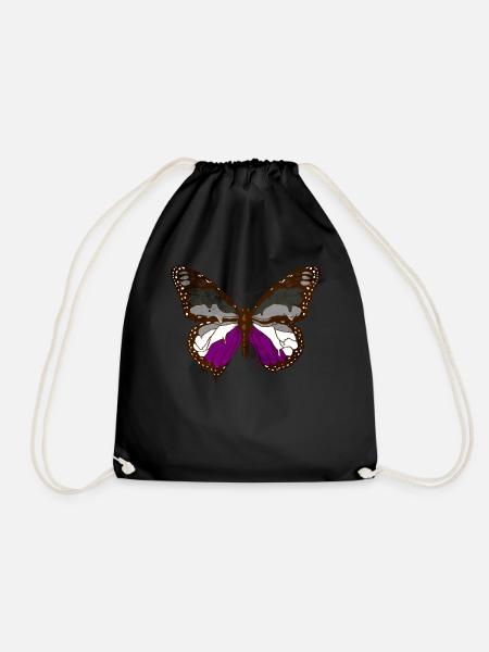 Asexuelle Stolz Ace Flagge Schmetterling Subtil LG - Turnbeutel - Schwarz