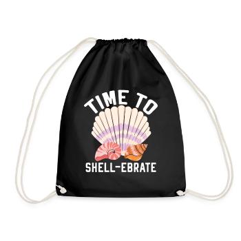 Time to collect shells Shell collecting Beachcombin - Drawstring Bag - black - Front