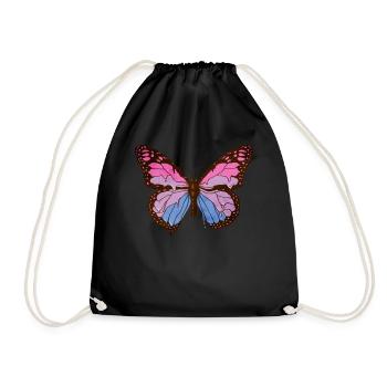 Transgender Stolz Trans Flagge Schmetterling Subti - Turnbeutel - Schwarz - Vorne