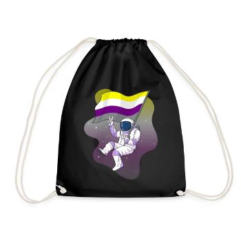 Nicht binär Stolz Flagge Raum Astronaut Subtil LGB - Turnbeutel - Schwarz - Vorne