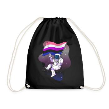 Gender Fluid Stolz Flagge Raum Astronaut Subtile - Turnbeutel - Schwarz - Vorne