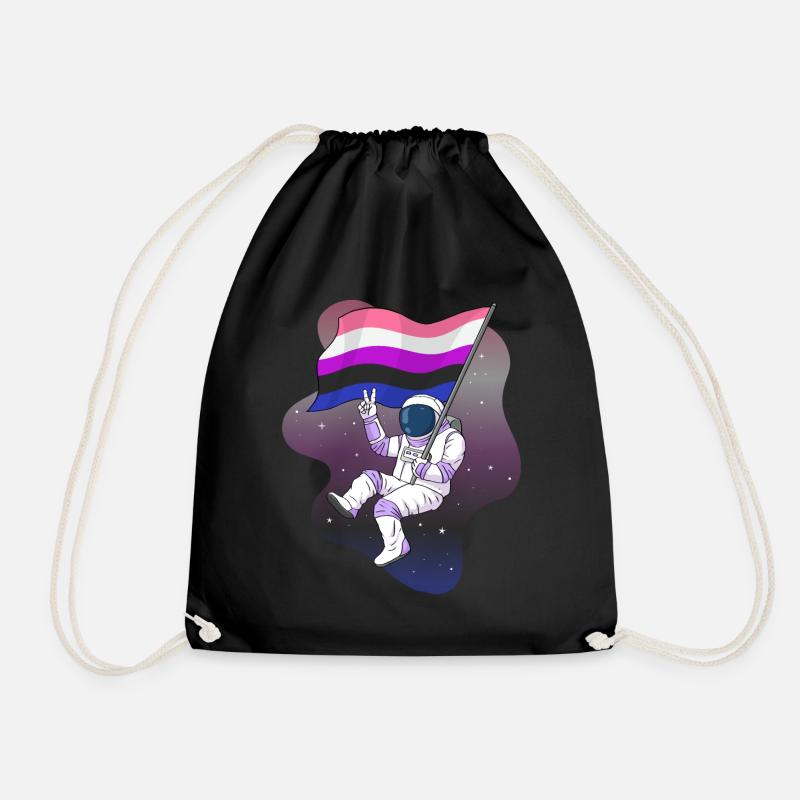 Gender Fluid Stolz Flagge Raum Astronaut Subtile - Turnbeutel - Schwarz