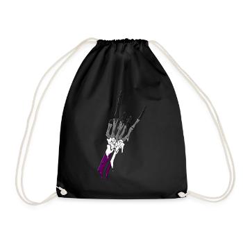 Asexual Pride Ace Flag Devil Horn Skeleton Subtle - Turnbeutel - Schwarz - Vorne
