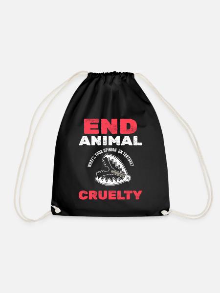 Against animal cruelty animal companions - Drawstring Bag - black