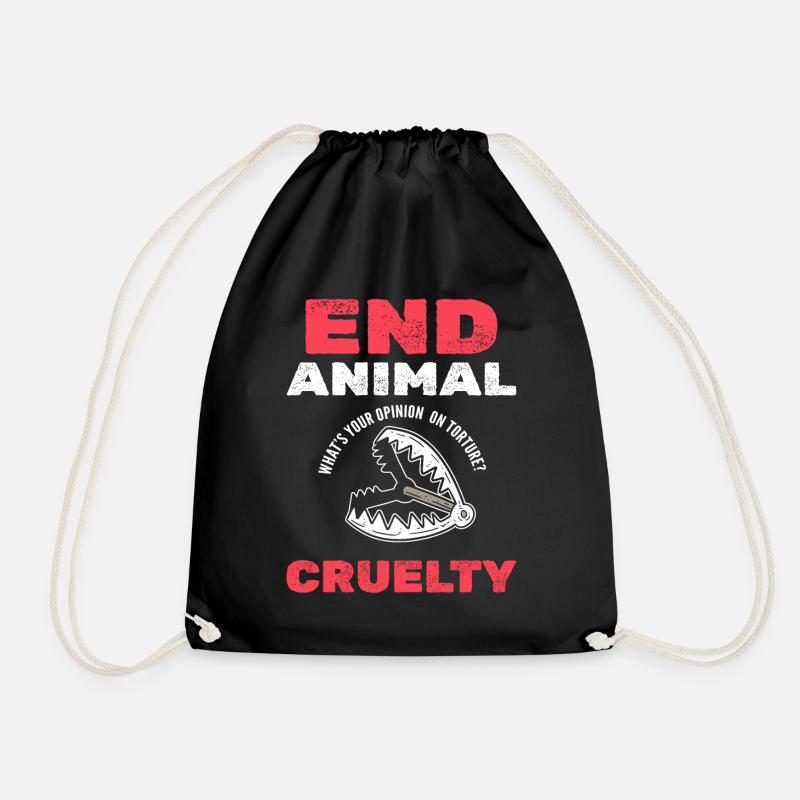 Against animal cruelty animal companions - Drawstring Bag - black