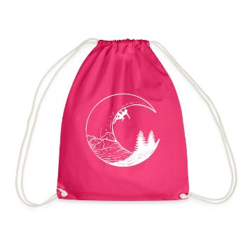 Moon and Mountaineer - Drawstring Bag - fuchsia - Front