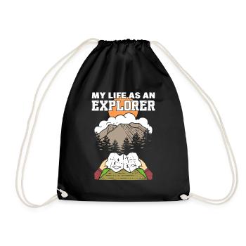 My Life As An Explorer Backpacker - Turnbeutel - Schwarz - Vorne