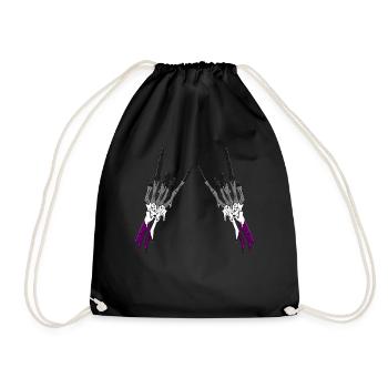 Asexual Pride Ace Flag Devil Horn Skeleton Subtle - Turnbeutel - Schwarz - Vorne