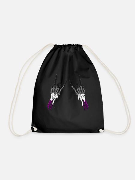 Asexual Pride Ace Flag Devil Horn Skeleton Subtle - Turnbeutel - Schwarz