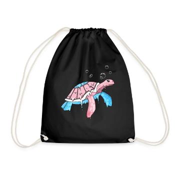 Transgender Pride Trans Flag Sea Turtle S - Drawstring Bag - black - Front