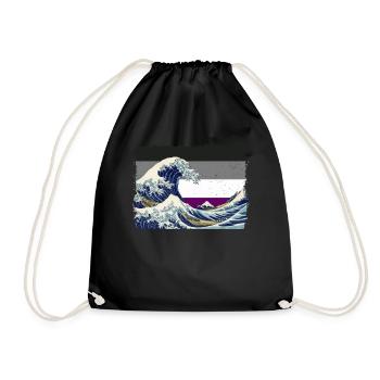 Asexual Pride Ace Flag Big Wave Off Kanaga - Drawstring Bag - black - Front