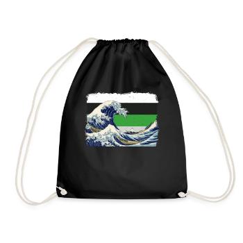 Demiromantic Pride Flag Great Wave off Kanaga - Drawstring Bag - black - Front