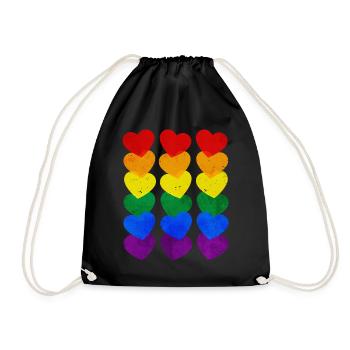 Gay Pride Rainbow Flag Hearts Subtil - Sac de sport léger - noir - Devant
