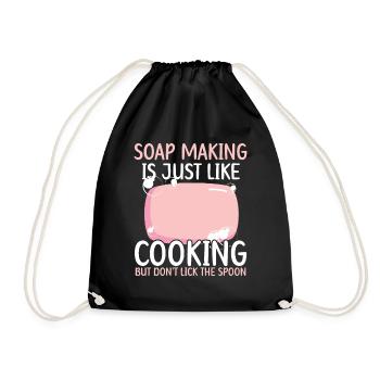 Making soap is like cooking, don't leak the hole - Drawstring Bag - black - Front