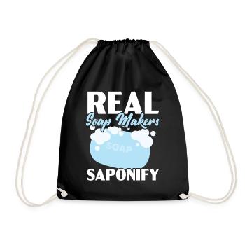 Real soap makers Saponify soaping soap barley - Drawstring Bag - black - Front