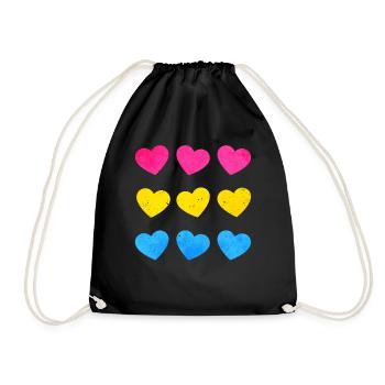 Pansexual Pride Pan Flag Hearts Subtil LGBTQ - Sac de sport léger - noir - Devant