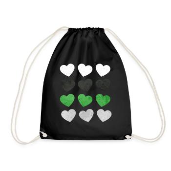 Demiromantic Pride Flag Hearts Subtle LGBTQ - Drawstring Bag - black - Front