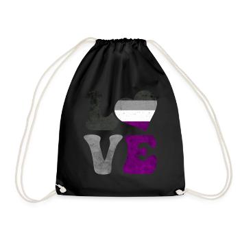Asexual Pride Ace Flag LOVE Heart LGBTQ - Drawstring Bag - black - Front