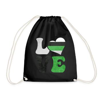 Demiromantic Pride Flag LOVE Heart LGBTQ - Drawstring Bag - black - Front