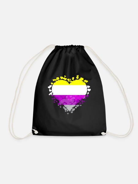 Nicht binäre Stolz Flagge Herzen Sublte LGBTQ - Turnbeutel - Schwarz