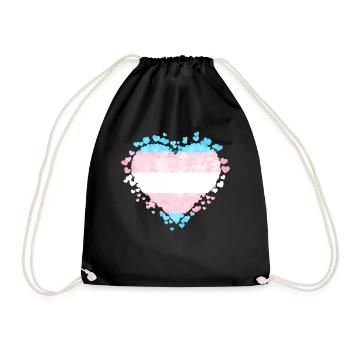 Transgender Stolz Trans Flagge Herzen Sublte LGBTQ - Turnbeutel - Schwarz - Vorne